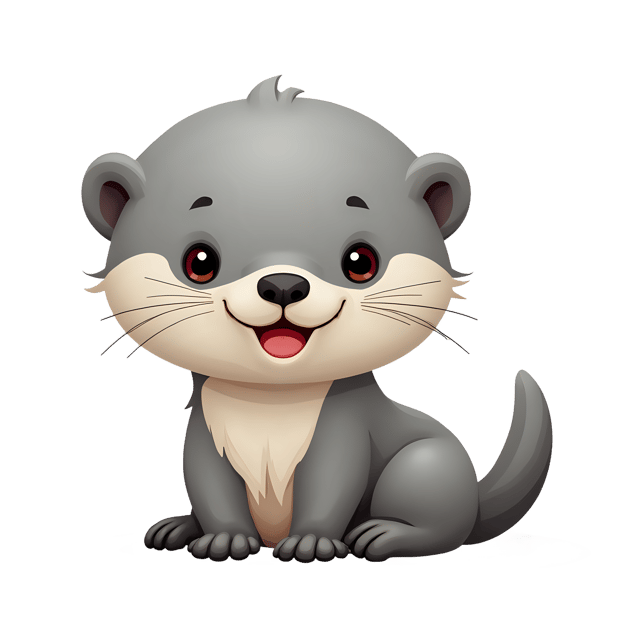 Free transparent PNG: Cute Otter Puppy PNG with Silvery Fur and Playful Whiskers for Digital Art and Crafts