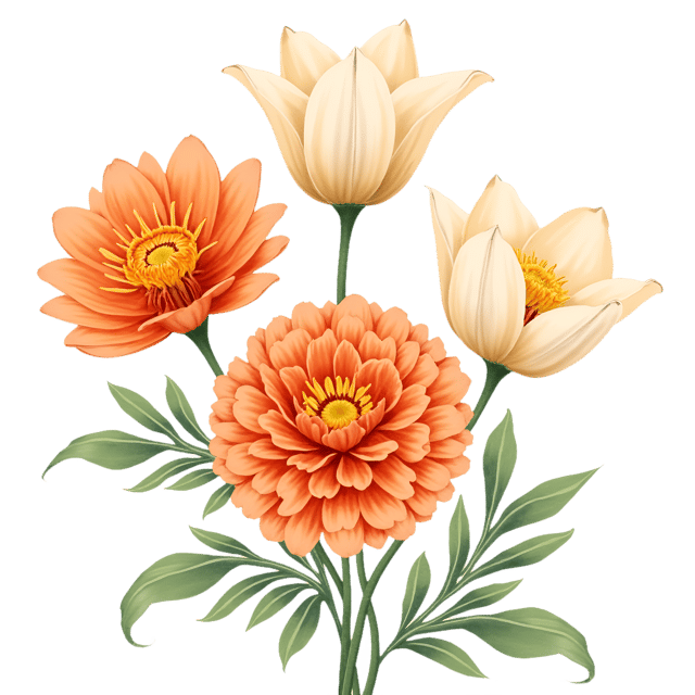 Free transparent PNG: Copper Chrysanthemums with Ivory Tulips  Flower Clipart, free transparent png download