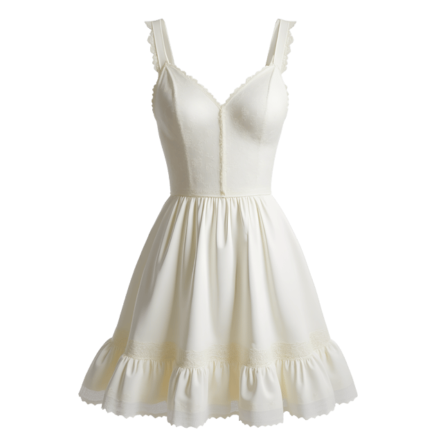 Free transparent PNG: White Lace Dress with Delicate Ruffles Illustration on White Background
