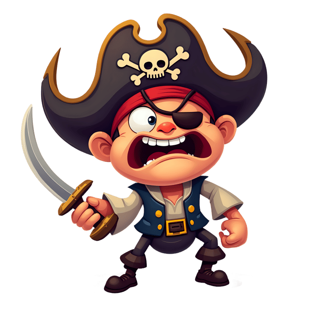 Free transparent PNG: Pirate Ship Scene with Angry Pirate PNG for Nautical Decor and Illustration