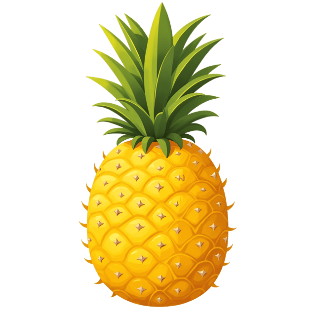 Free transparent PNG: Lemon-yellow Pineapple Illustration with Golden Spikes on Transparent Background