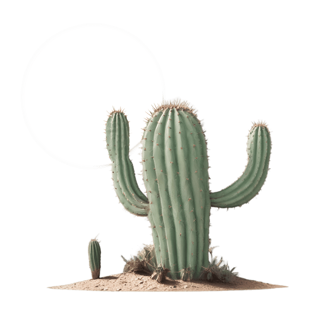 Free transparent PNG: Spiky Cactus PNG under Desert Moonlight with Transparent Background