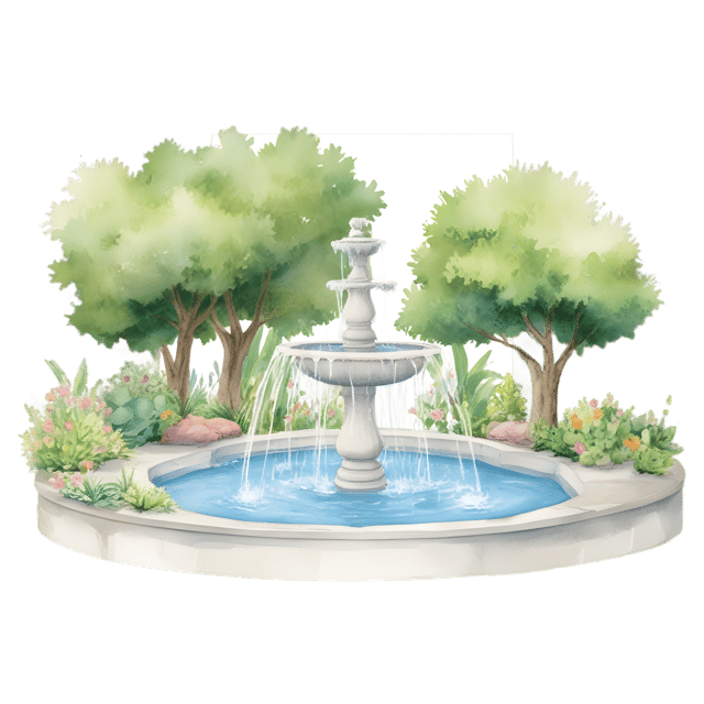 Free transparent PNG: Tranquil Garden Fountain PNG with Transparent Background for Nature and Design