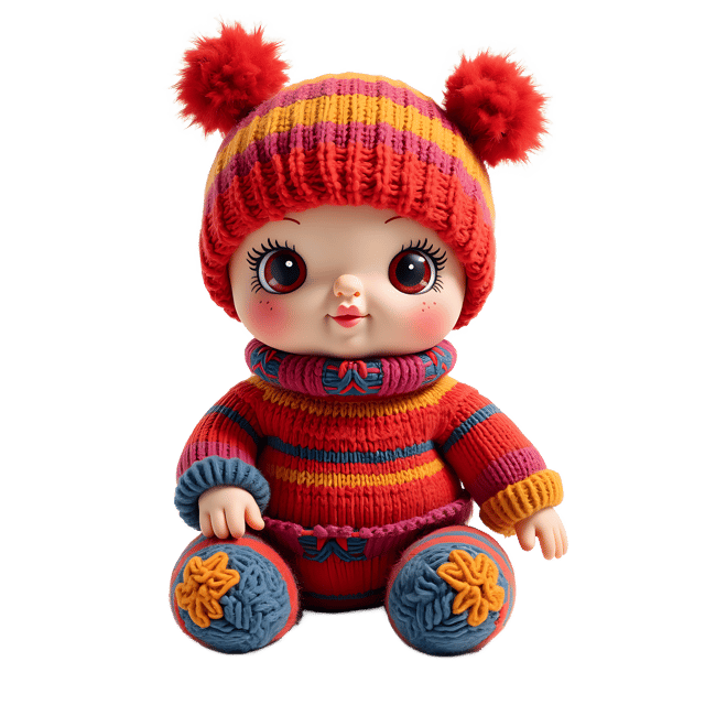 Free transparent PNG: Bright Color Knitted Doll PNG with Transparent Background for Crafts and Decor