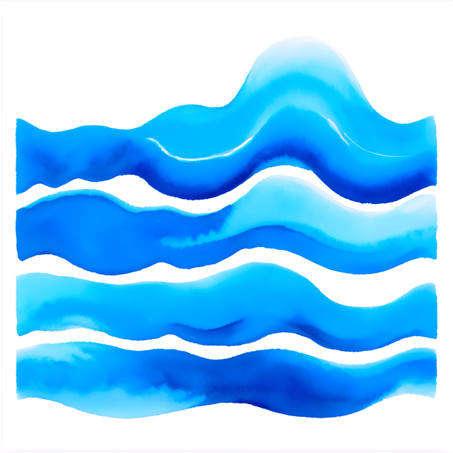 Free transparent PNG: Whimsical Watercolor Waves Canvas Art with Transparent Background PNG