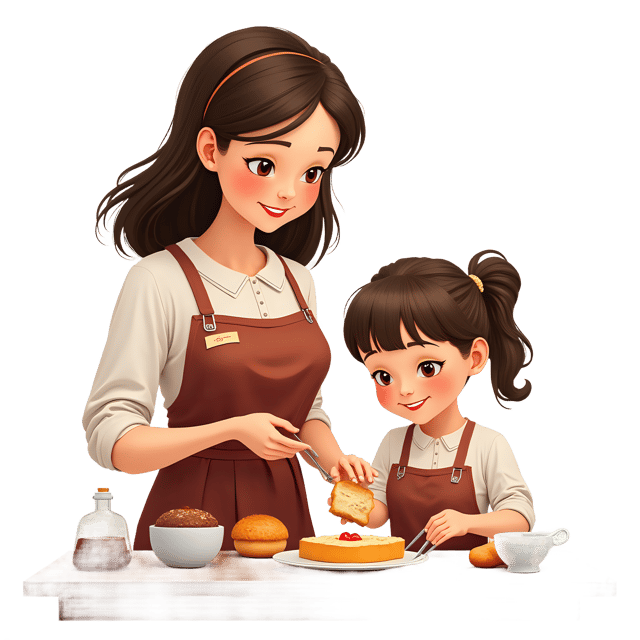 Free transparent PNG: Mother and Daughter Baking PNG Clipart  Ideal for Family Projects, Education  Decor