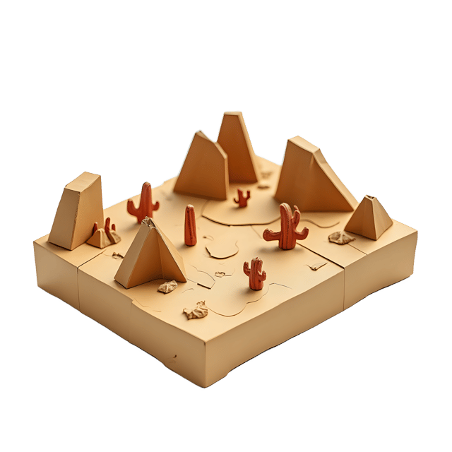Free transparent PNG: Desert Landscape Diorama for Educational and Decorative Purposes