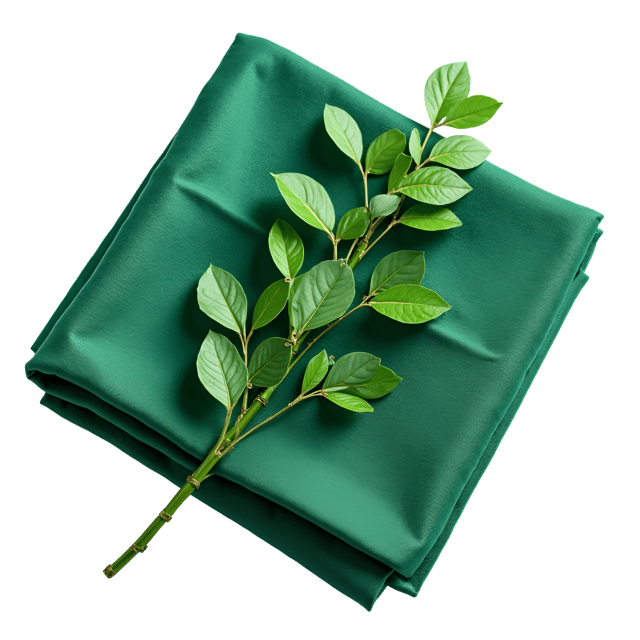 Free transparent PNG: Emerald Green Cloth Design with Delicate Leaf Motifs - High-Resolution Isolated PNG