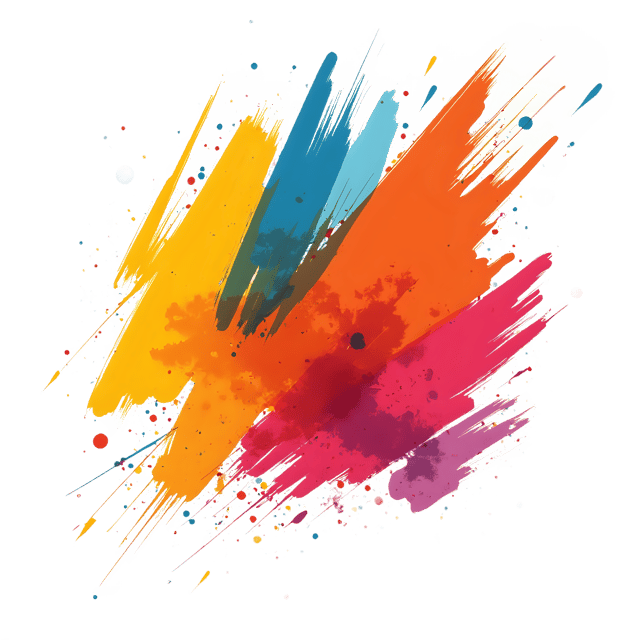 Free transparent PNG: Random Brushstroke Art in Bright and Bold Colors with Transparent Background