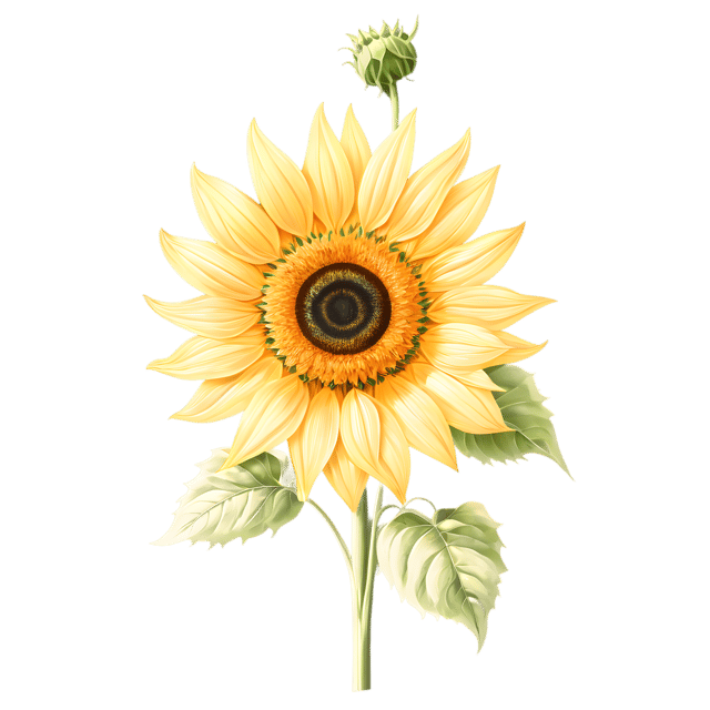 Free transparent PNG: Realistic Sunflower Bloom Illustration for Nature Art and Print Projects