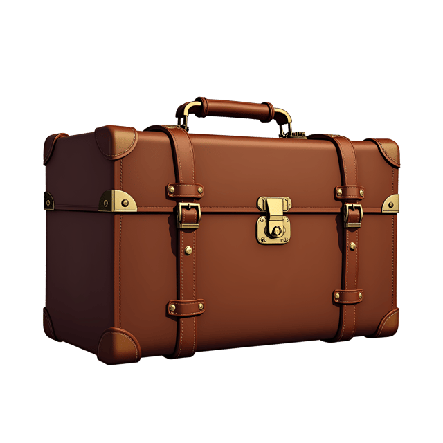 Free transparent PNG: Vintage Leather Suitcase with Brass Locks and Sturdy Handle - Illustration Clipart for Classic Travel Themes