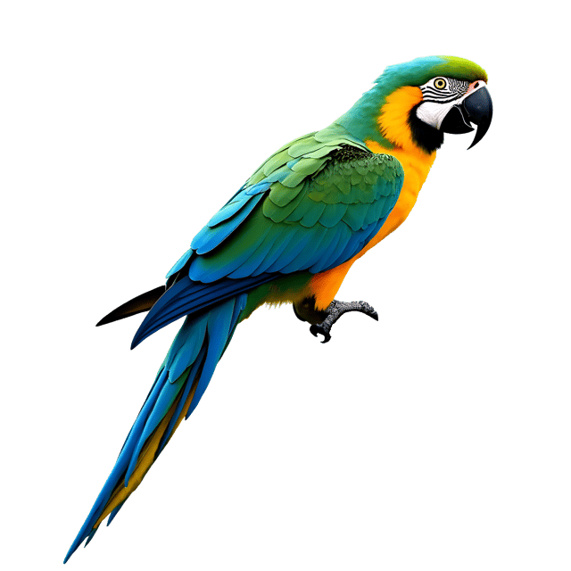 Free transparent PNG: Colorful Macaw Parrot Clipart with Vibrant Blue and Green Feathers on Transparent Background