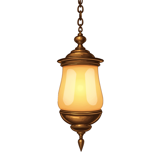 Free transparent PNG: Vintage Brass Chandelier Pendant with Flower Motif Design in Whimsical Watercolor Illustration Style