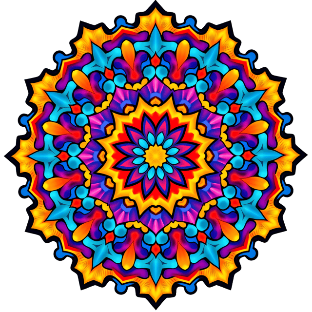 Free transparent PNG: Symmetrical Mandala Clipart with Vibrant Colors and Transparent Background
