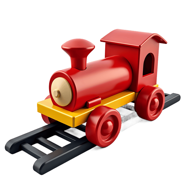 Free transparent PNG: Colorful Wooden Train Set PNG with Bright Red Engine and Black Tracks