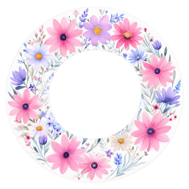 Free transparent PNG: Vibrant Wildflowers in Soft Pink Mist Circle PNG for Decorative and Artistic Use