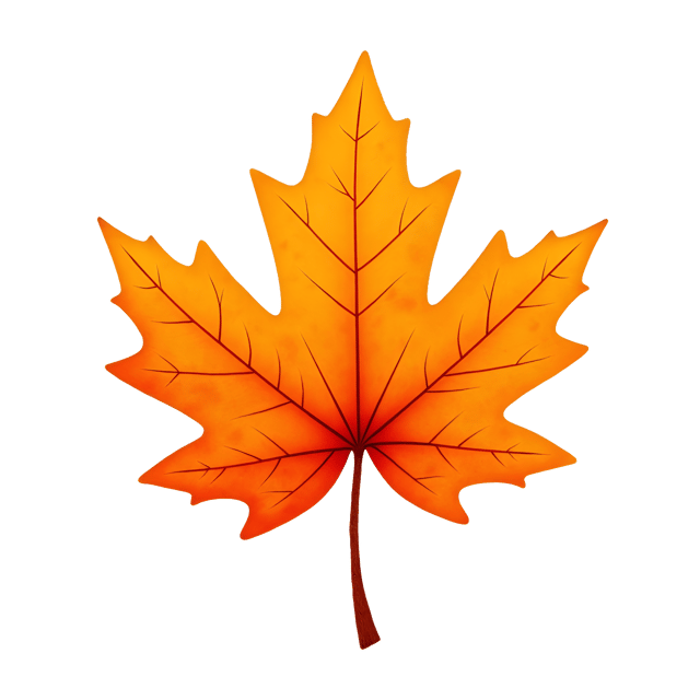 Free transparent PNG: Tangerine Orange Sugar Maple Leaf Illustration with Candy-Coated Brilliance in Whimsical Cute Cartoon Style