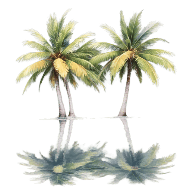 Free transparent PNG: Coconut Palms Reflection PNG with Transparent Background for Tropic Design