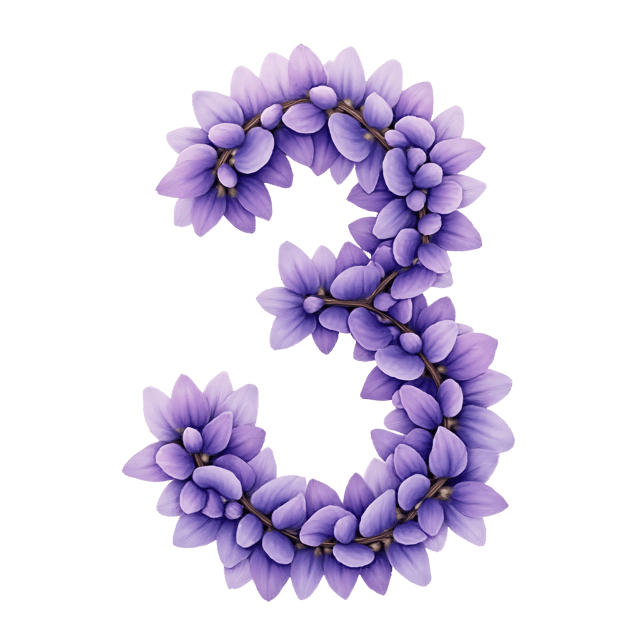 Free transparent PNG: Lavender Number Three  Floral Clipart, free downloadable png