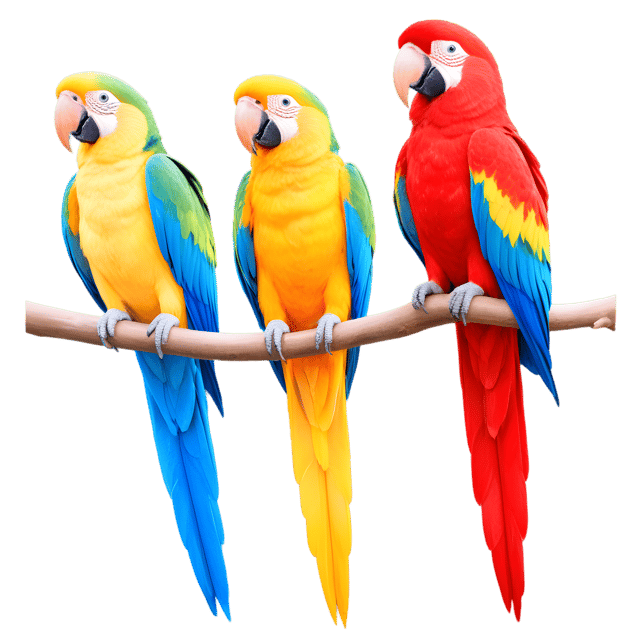 Free transparent PNG: Colorful Parrots PNG with Transparent Background for Jungle and Animal Art