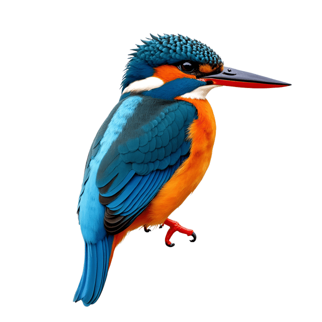 Free transparent PNG: Charming Common Kingfisher Illustration with Vibrant Blue and Orange Plumage