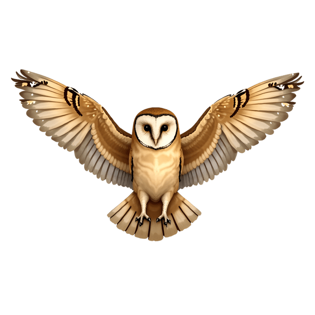Free transparent PNG: Barn Owl Illustration with Tan-Speckled Wings and Heart-Shaped Face Markings