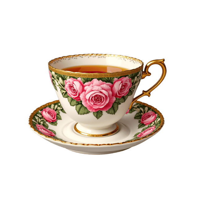 Free transparent PNG: Victorian Rose Garland Tea Cup  Elegant Floral Clipart, free png download