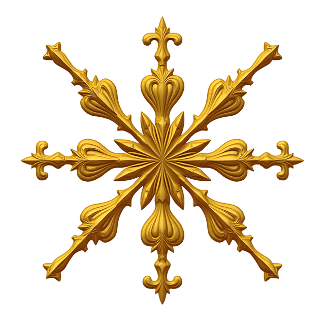 Free transparent PNG: Symmetrical Gold Leaf Geometric Ornament PNG with Transparent Background