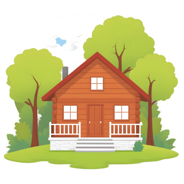 Free transparent PNG: Cozy Wooden House with Nature Surroundings Transparent Background PNG