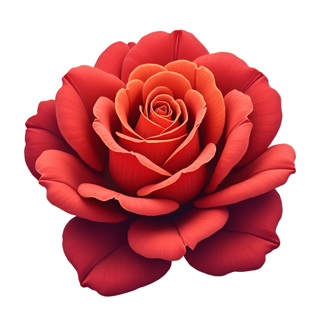 Free transparent PNG: Ruby Red Rose with Fiery Orange Undertones - Beautiful Illustration Clipart