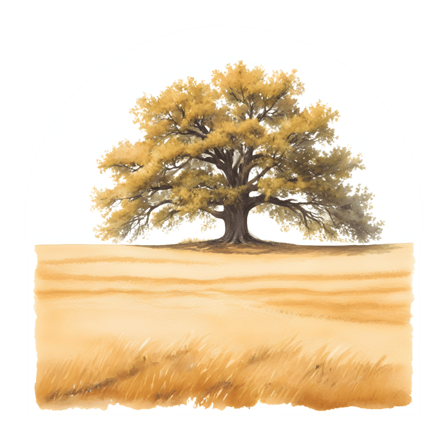 Free transparent PNG: Golden Fields with Lone Oak Tree PNG for Nursery and Country Decor