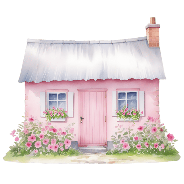 Free transparent PNG: Floral Pink Cottage PNG with Transparent Background for Design Projects