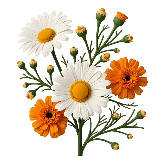 Free transparent PNG: Daisy and Marigold Flowers PNG Clipart  Perfect for Spring Designs  Crafts