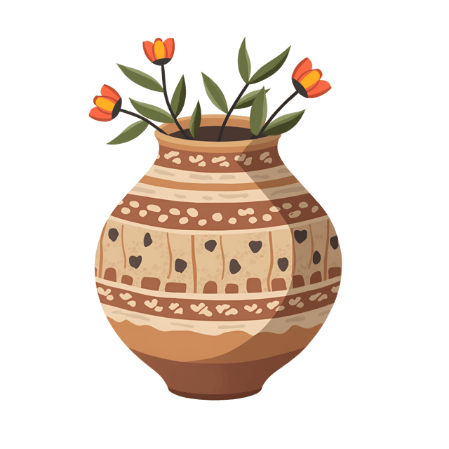 Free transparent PNG: Earthy Ceramic Vase with Hand-Painted Muted Designs