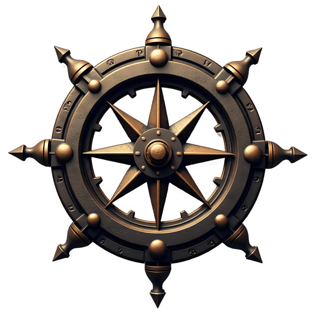 Free transparent PNG: Iron Steampunk Compass with Brass Details and Rotating Dial