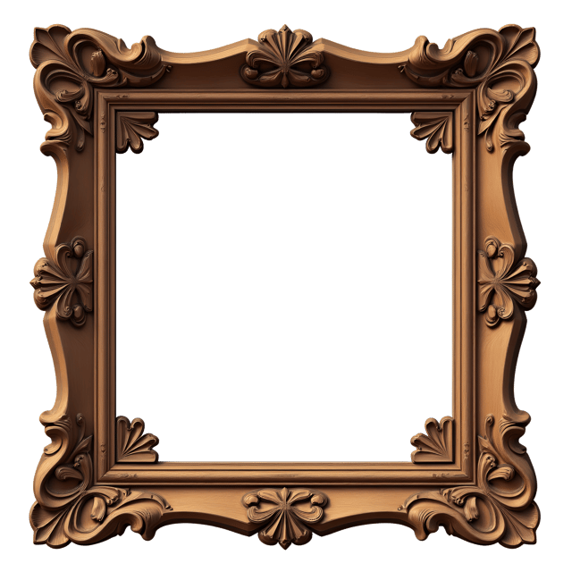 Free transparent PNG: Rustic Brown Wood Frame with Hand-Carved Floral Motifs - Clipart for Decorative Design