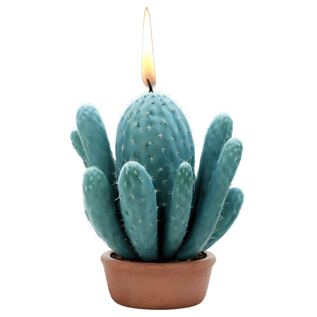 Free transparent PNG: Blue Candle Cactus Transparent PNG for Decorative and Craft Use
