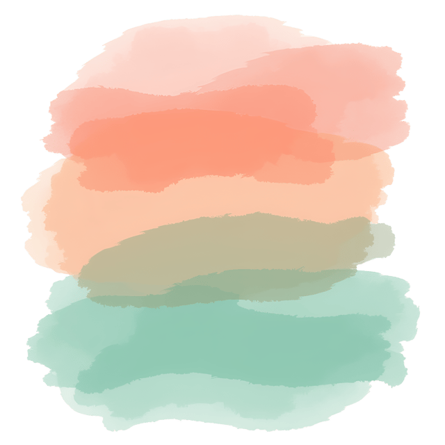 Free transparent PNG: Coral, Peach, and Mint Layered Washes Illustration for Artistic Backgrounds