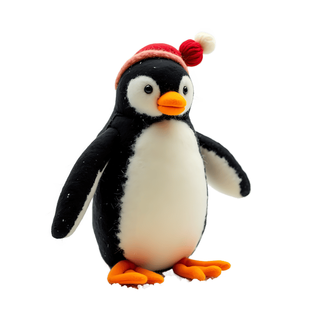Free transparent PNG: Friendly Needle Felted Penguin PNG for Wintery and Cute Decorations