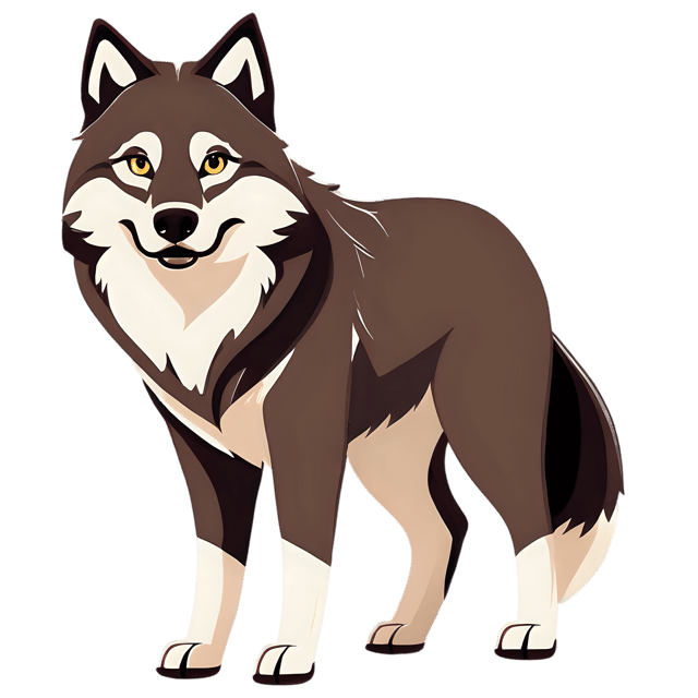 Free transparent PNG: Cute Cartoon Wolf Illustration with Transparent Background PNG