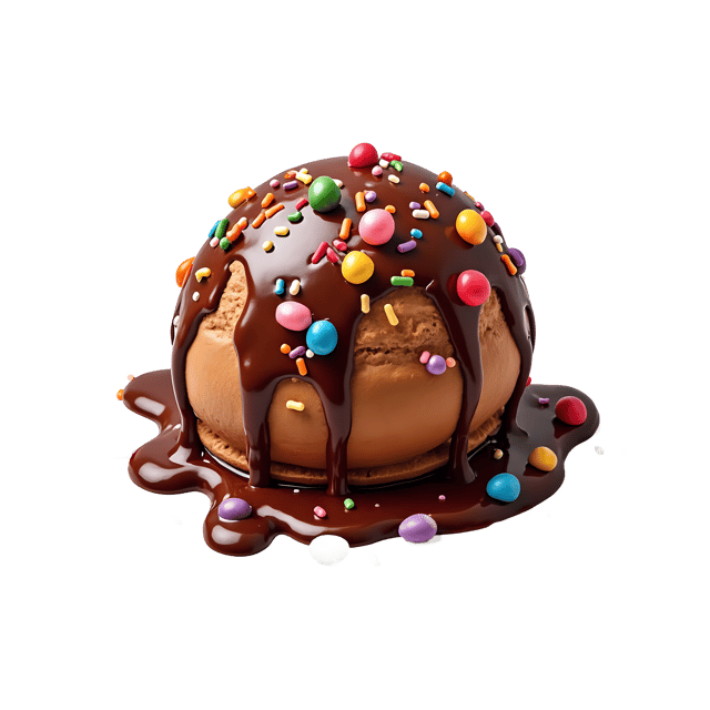 Free transparent PNG: Drizzled Chocolate Scoop with Rainbow Sprinkles  Dessert Clipart, free png download