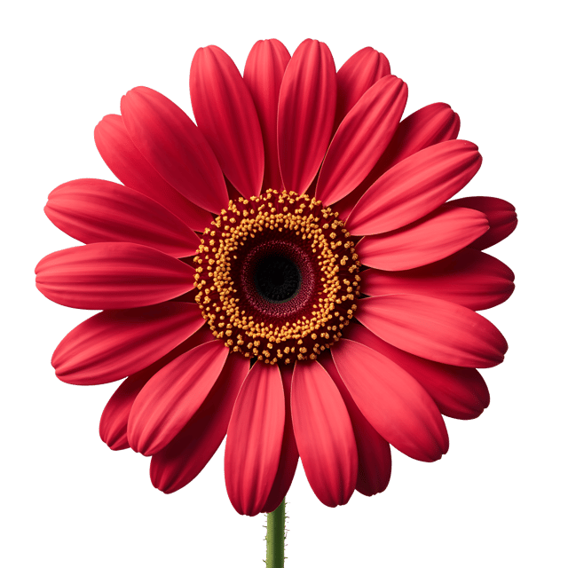 Free transparent PNG: Ruby-red Gerbera Daisy with Golden Pollen Illustration for Floral Clipart and Decorative Design