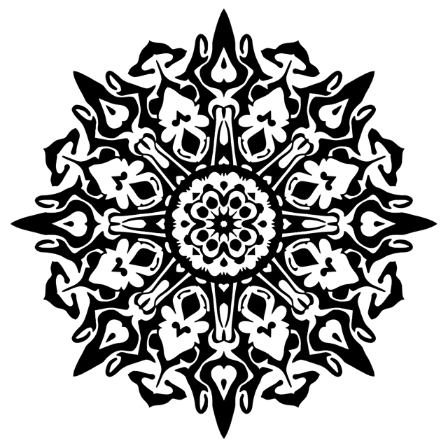 Free transparent PNG: Stunning Symmetrical Mandala with Bold Black Lines on White Background