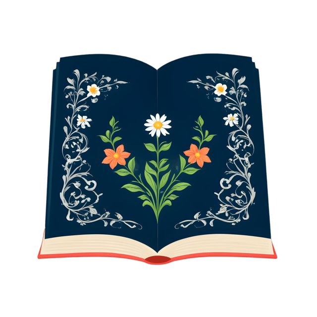 Free transparent PNG: Floral Enchanted Book Design with Transparent Background