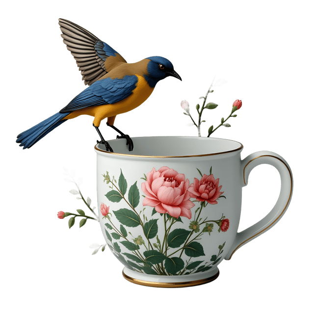 Free transparent PNG: Floral and Bird Porcelain  Artistic Design Clipart, free download png
