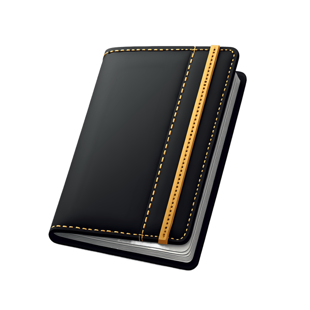 Free transparent PNG: Sleek Black Passport Holder with Gold Details and Stylish Stripes
