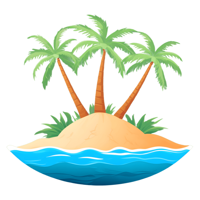 Free transparent PNG: Tropical Island with Coconut Trees PNG Transparent Background