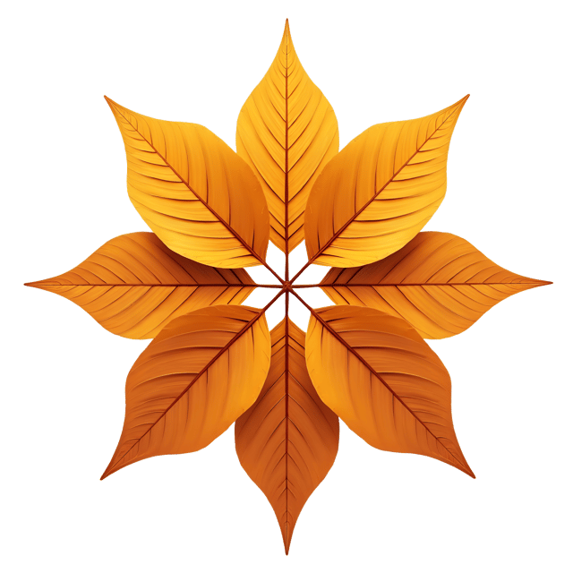Free transparent PNG: Golden Leaf Symmetrical Design with Autumn Tones on White Background