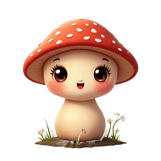 Free transparent PNG: Happy Mushroom with Big Eyes and Rosy Cheeks PNG Transparent Background