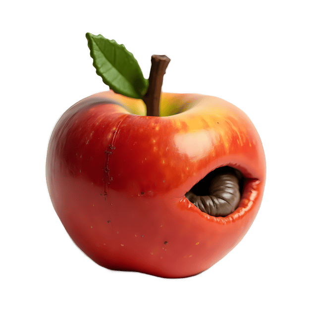 Free transparent PNG: Mini Clay Apple with Worm Emerging PNG Transparent Background